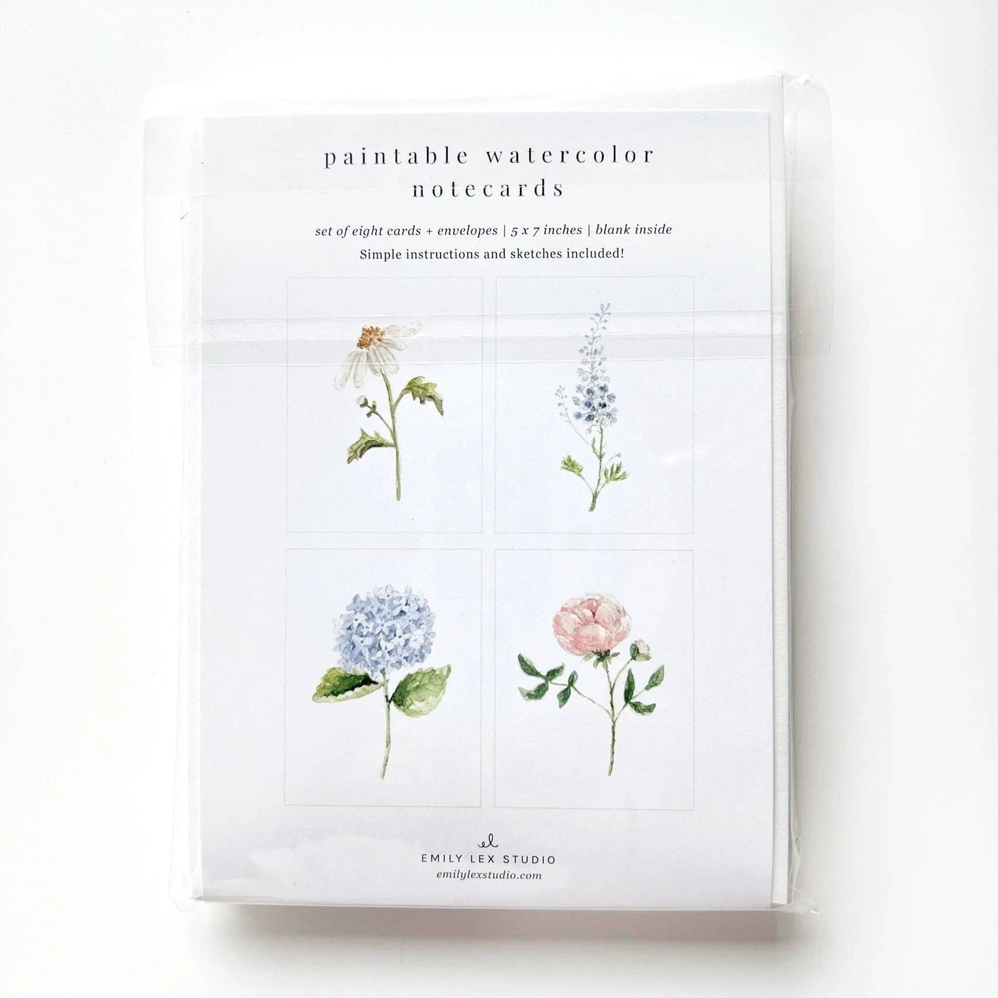 Paintable watercolor notecard set