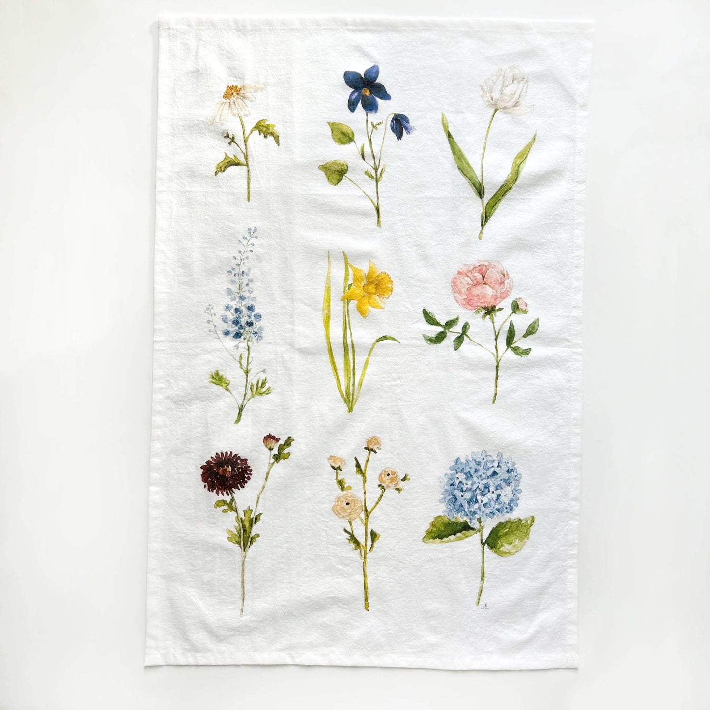 Floral cotton tea towel by Emily Lex