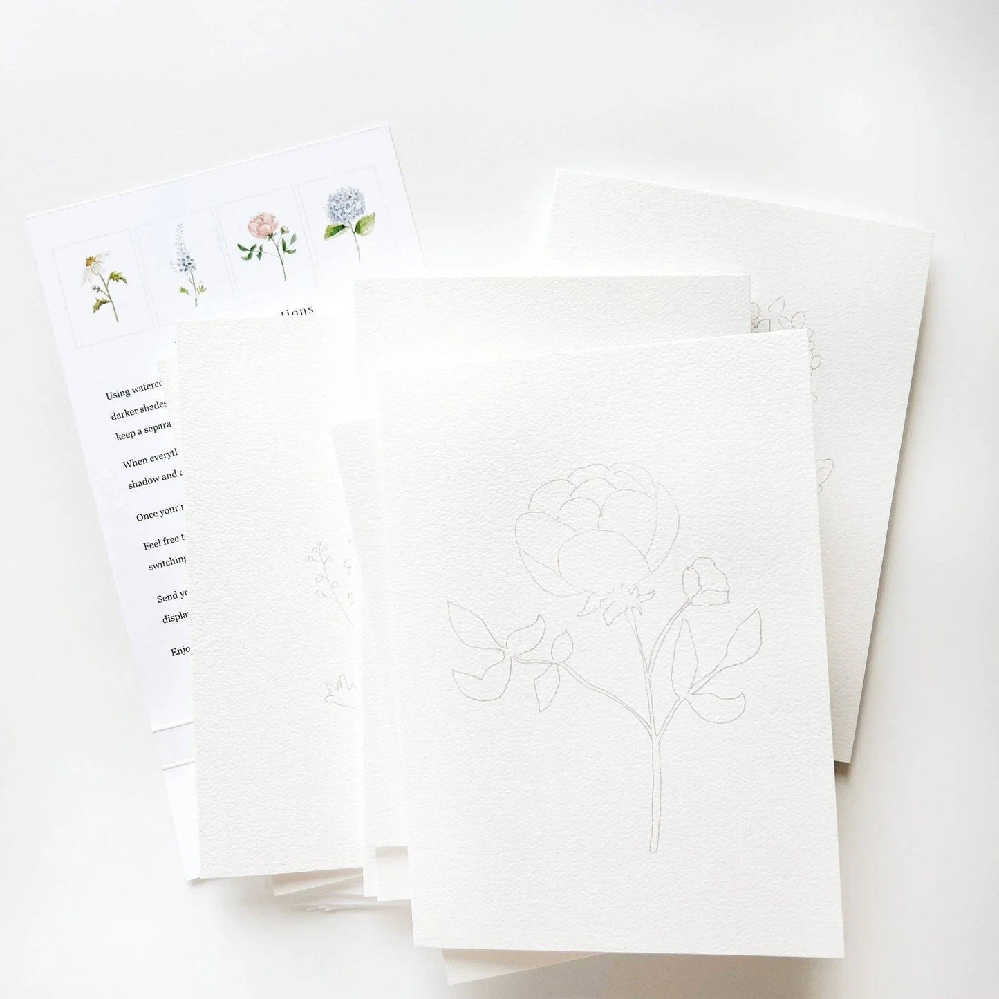 Paintable watercolor notecard set