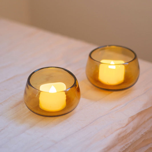 Votive Candle Holders w/ LED Tea Lights (set of 2)