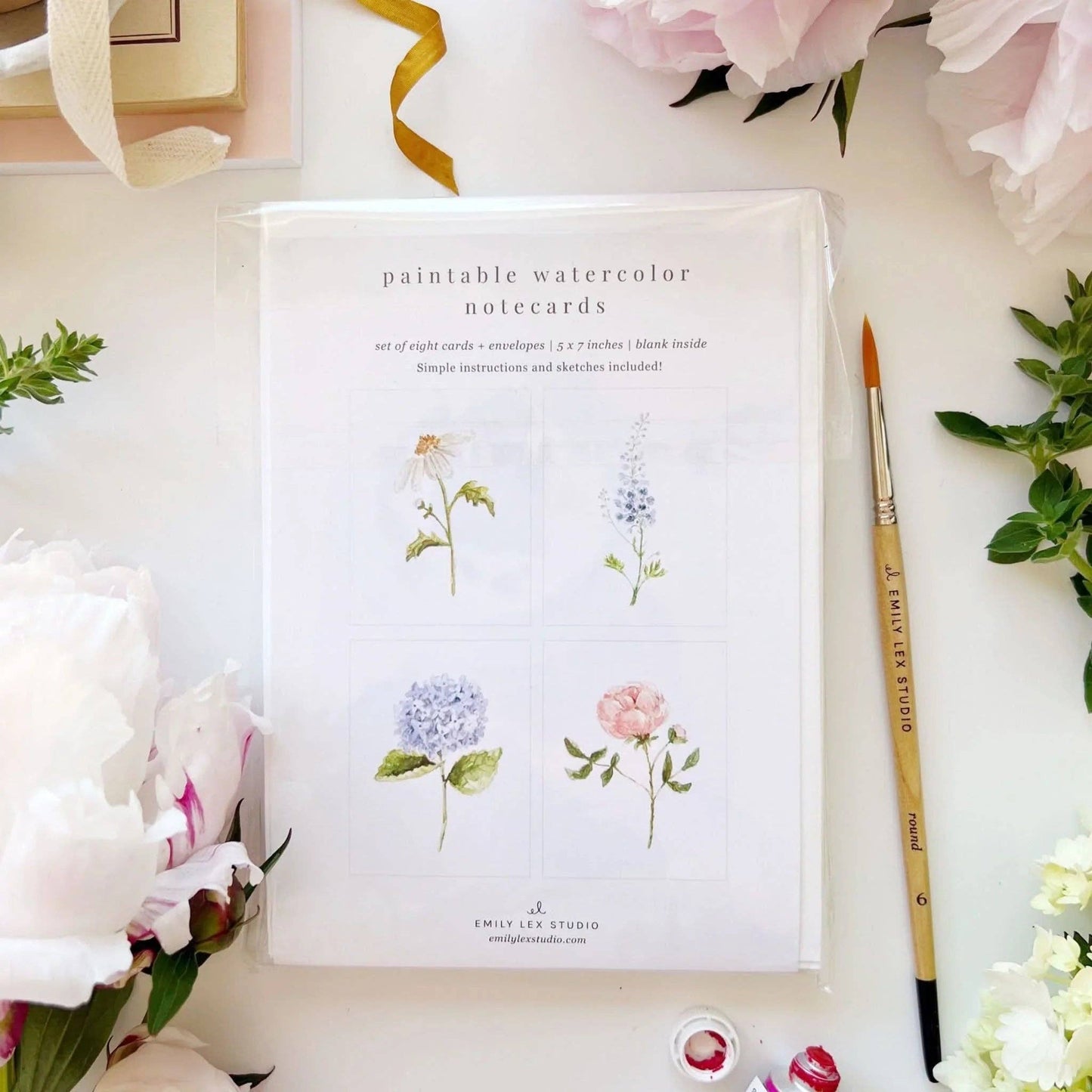 Paintable watercolor notecard set