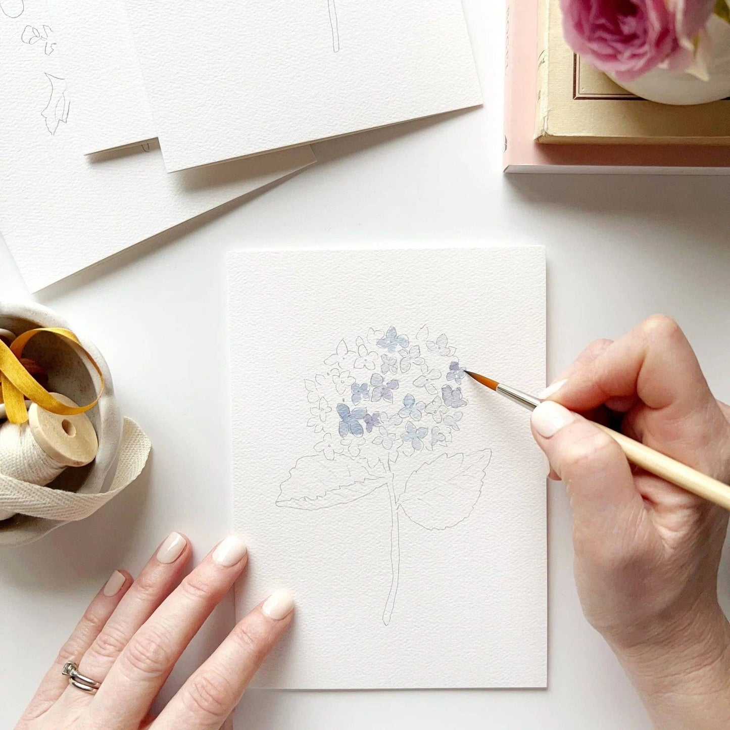 Paintable watercolor notecard set